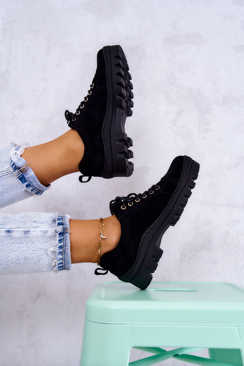 Жіночі замшеві туфлі на зав'язках чорний майсон