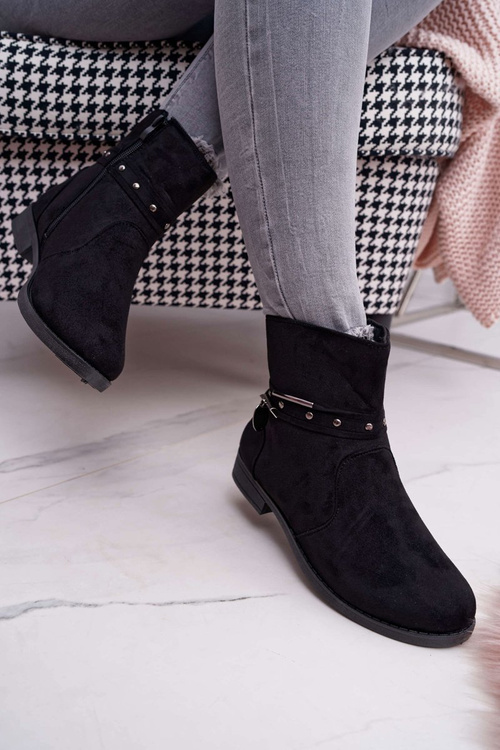 Жіночі чоботи на плоскій підошві з підігрівом Black Verte