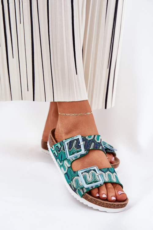 Жіночі Сандалі З Пряжками Та Блискітками S.Barski RB51-006 Зелені