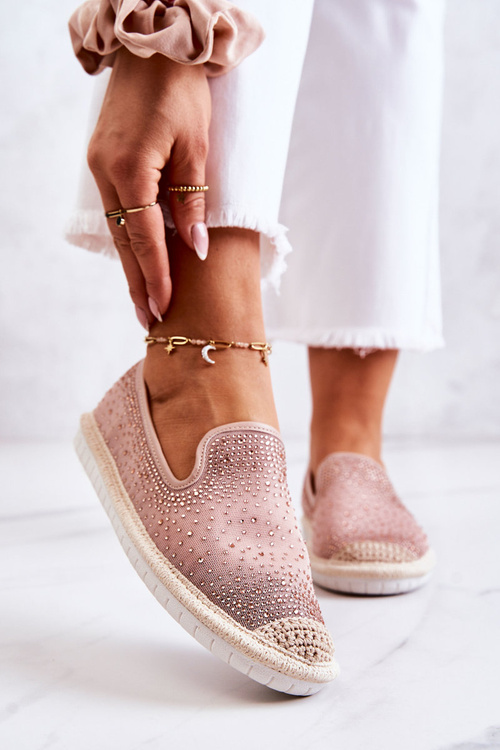 Жіночі тканинні еспадрільї з фіанітами рожевого кольору Deimos