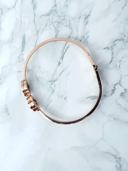 Жіночий сталевий браслет з двома цирконами, рожеве золото Beluci