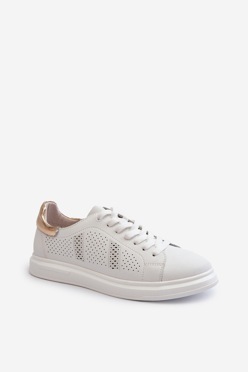 Білі жіночі шкіряні кросівки S.Barski LR760