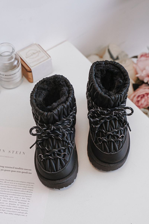 Дитячі Зимові Черевики З Теплим Вовняним Укладанням Чорні Настира