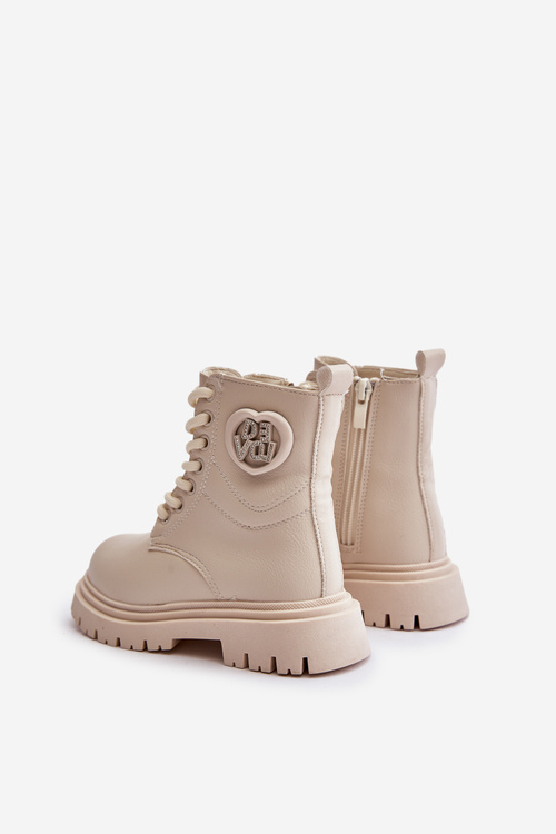 Чоботи для дівчинки утеплені хутром на блискавці бежеві Evaliraea