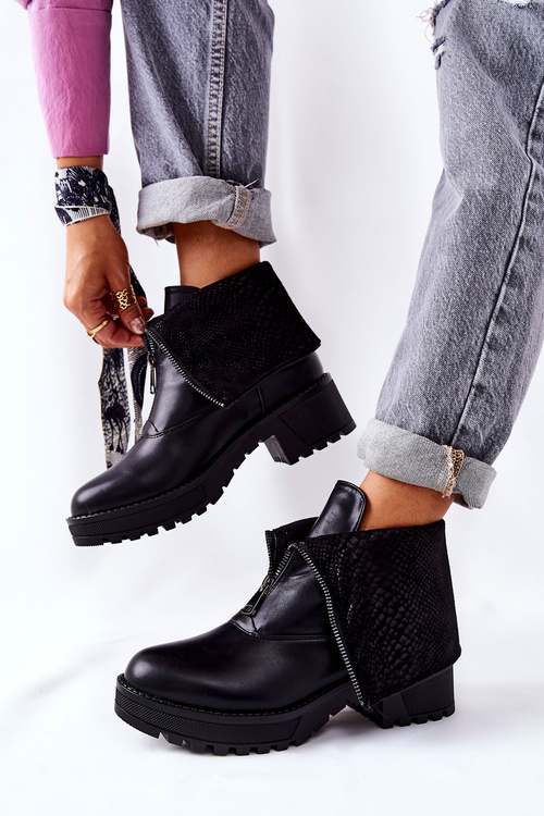 Чорні шкіряні черевики Challonte на підборах