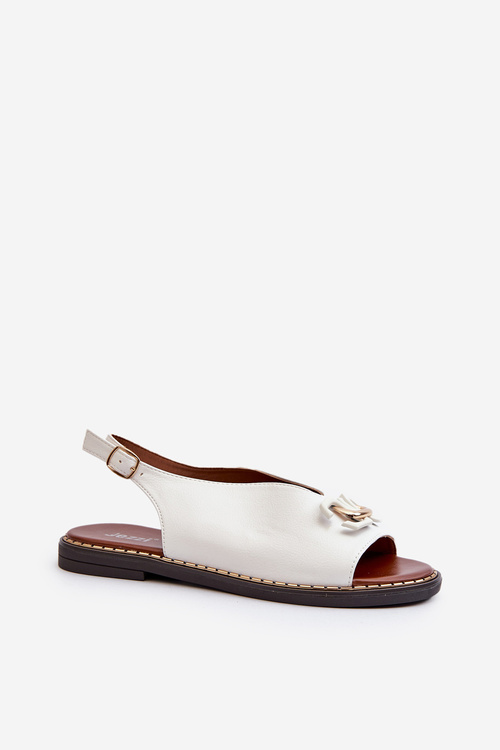 Жіночі босоніжки на плоскій підошві з білим орнаментом Loraeleh