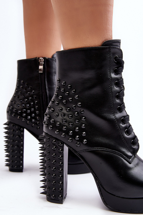 Жіночі ботильйони на підборах чорні Alemilla