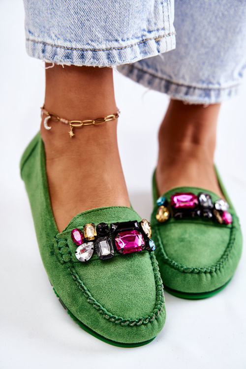Жіночі замшеві лофери з декором Green Janetta