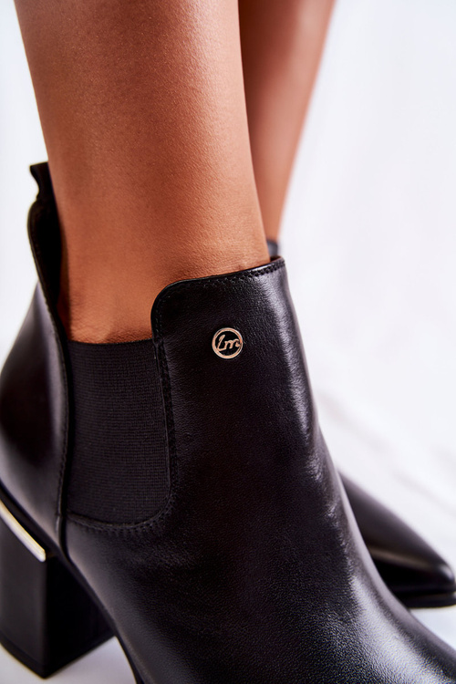 Шкіряні чоботи на високому каблуці Laura Messi 2506 Чорні