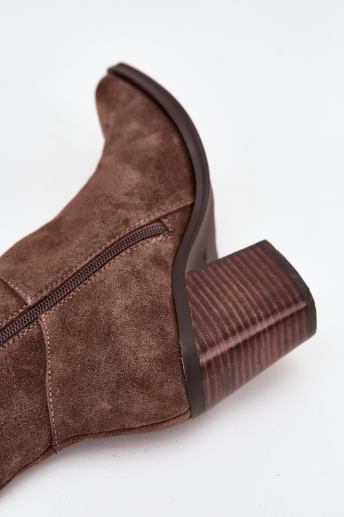 Замшеві Чоботи На Підборах З Блискавкою Коричневі Lissara