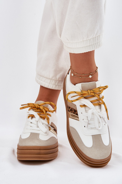 Жіночі Кросівки На Платформі З Подвійним Шнурівкою Леопардові Білі Niteria