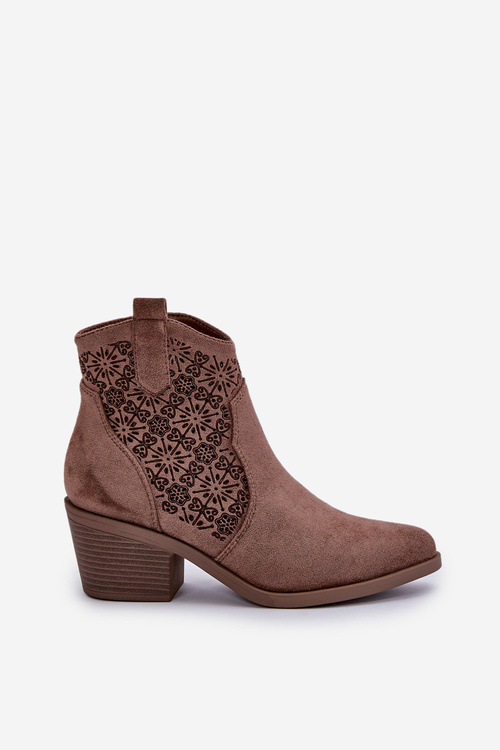 Перфоровані ковбойські черевики на блискавці Еко-замшеві коричневі S.Barski HY42-944