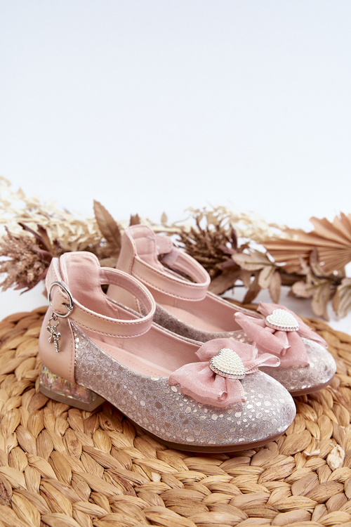 Дитячі балетки з бантом рожеві Nanthea