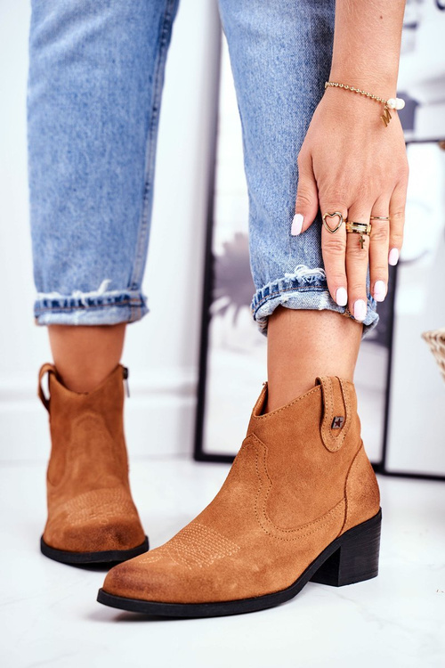 Жіночі черевики на високих підборах шкіряні Big Star Camel GG274330