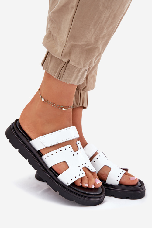 Лаковані Жіночі Сандалі З Природної Шкіри На Платформі Білі Zazoo 40440