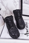 Дитячі утеплені чоботи з блискітками Чорна русалка