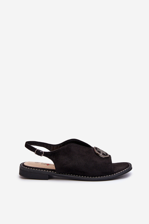 Босоніжки жіночі з золотим декором еко замша S.Barski KV27-059 коричневі