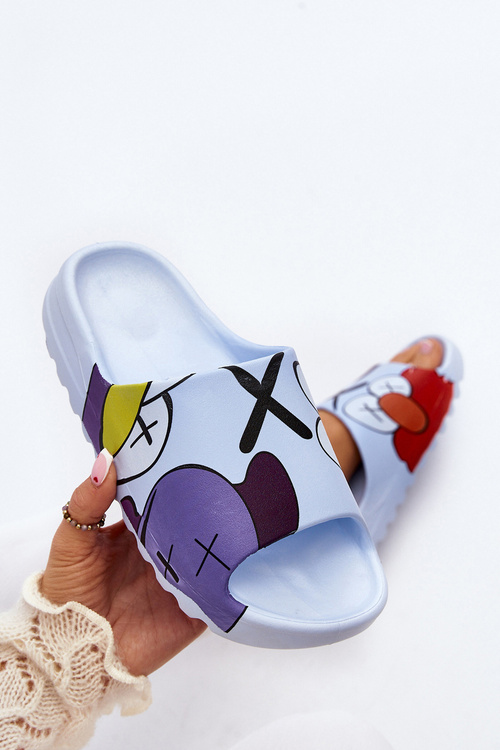 Сині друковані гумові шльопанці Monsters