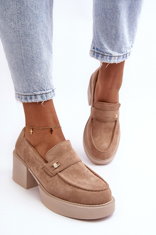 Жіночі замшеві туфлі на підборах бежеві Afnira