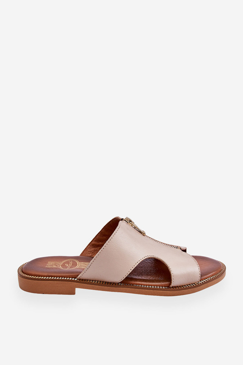 Жіночі тапочки на декоративній блискавці Бежеві Clarence