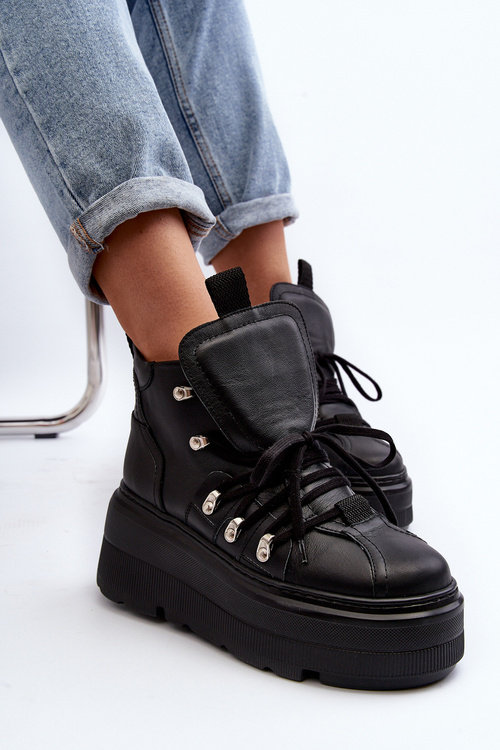 Чорне шкіряне жіноче спортивне взуття Zazoo 3416