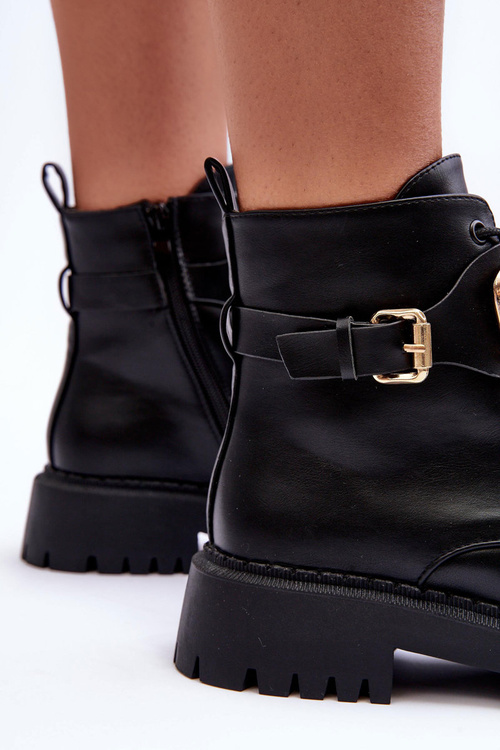 Стильні черевики на шнурівці з орнаментом Black Ollia