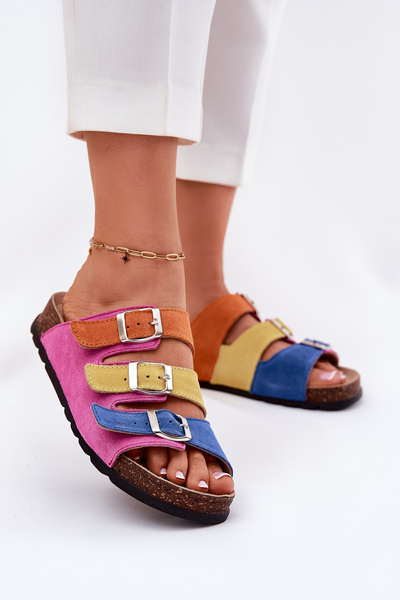 Жіночі Замшеві Сліпони З Застібками Panto Fino Fuksja RR267033