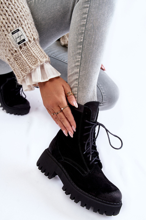 Класичні замшеві теплі чоботи Caima чорного кольору