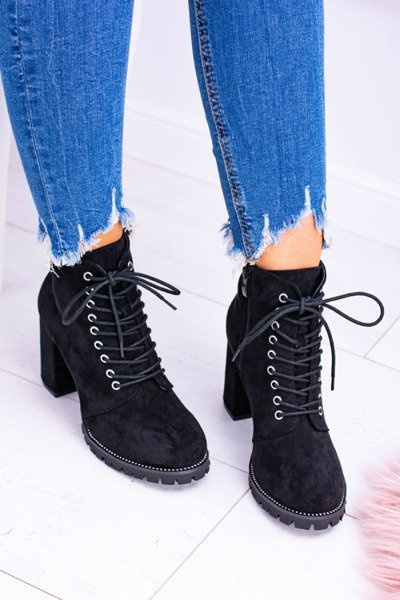 Чорні замшеві черевики на шпильці Lu Boo Zircon Halsey