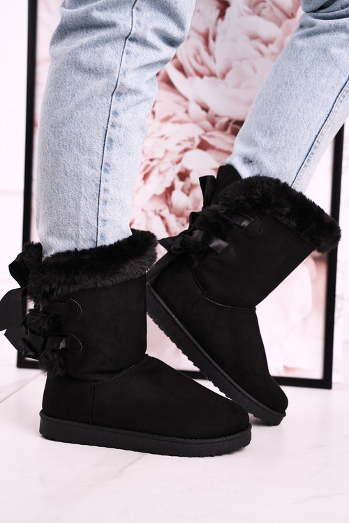 Жіночі зимові черевики з тасьмою, утеплені на хутрі, чорні Kaylee