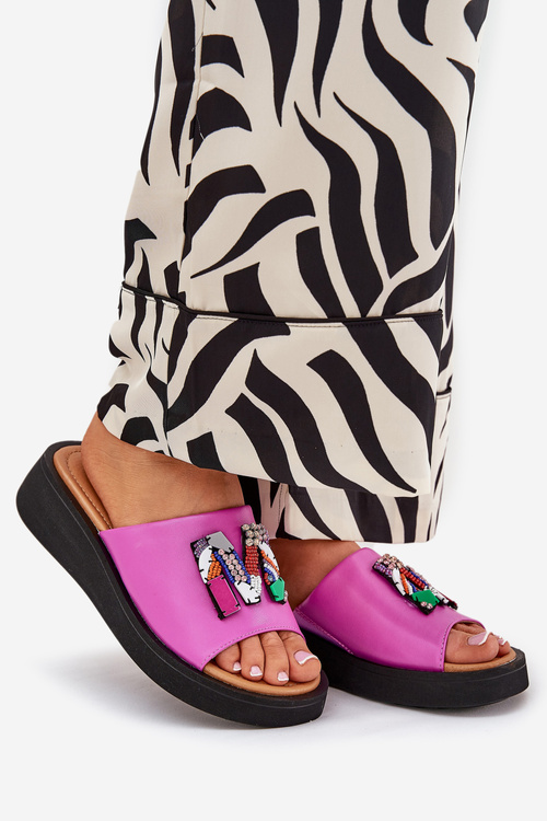 Жіночі Шкіряні Сандалі З Декором Фуксія Asames