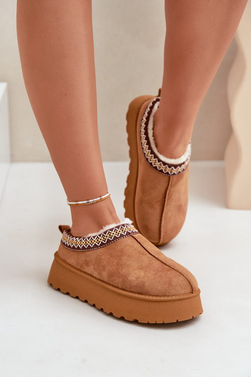 Снігові тапочки на платформі з вишивкою Camel Tamilda