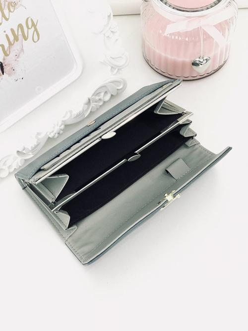 Великий жіночий блакитний гаманець із сердечком