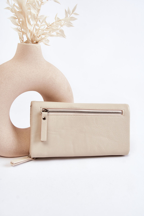Жіночий великий гаманець на магніті, бежевий Connes