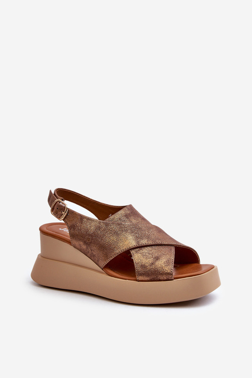 Жіночі босоніжки з еко шкіри на платформі та танкетці міді Vaiara