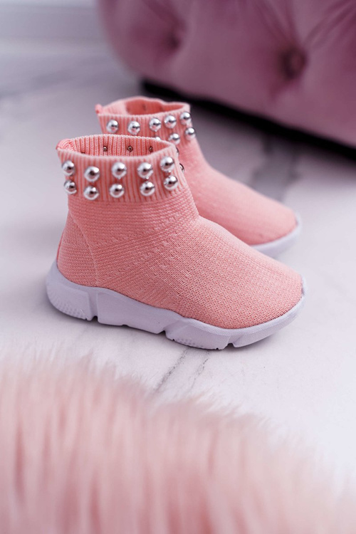 Дитяче молодіжне спортивне взуття сліпони з намистинами рожеві Verone