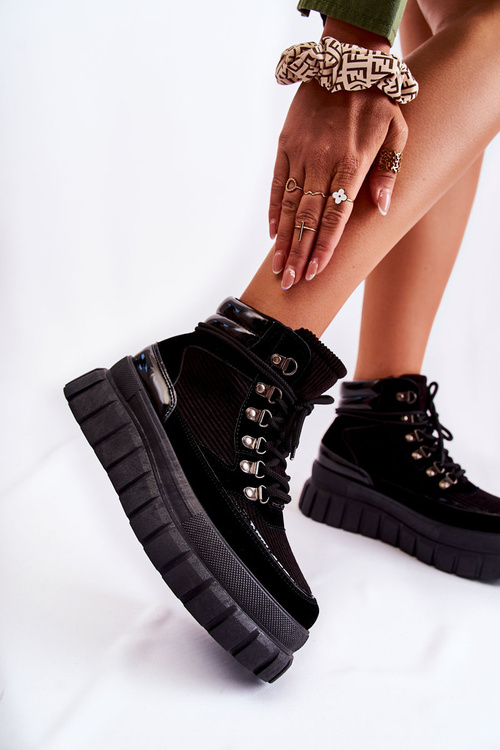 Модні жіночі черевики на платформі Чорні Magnific