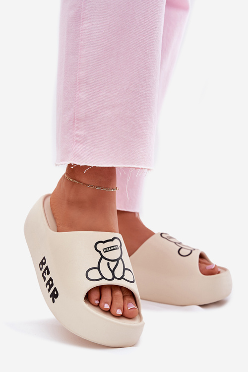 Жіночі Пінні Сандалі На Масивній Підошві З Ведмедиком Світло Бежеві Ламіра