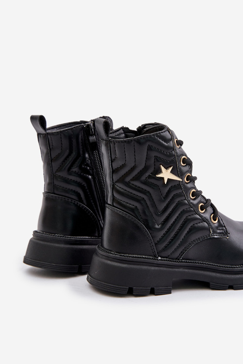 Теплі дитячі черевики на блискавці з еко шкіри чорного кольору Liotira