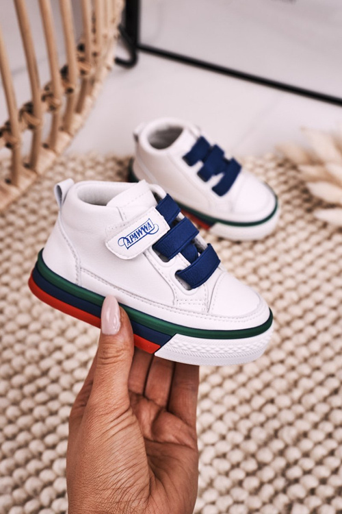 Дитячі високі кросівки з рантом білі темно-сині Baxter