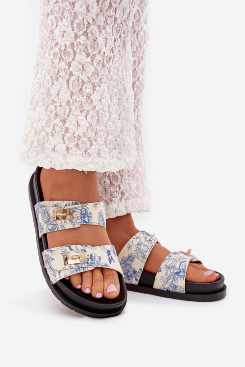 Візерункові Жіночі Сандалі На Платформі Сині Sorina