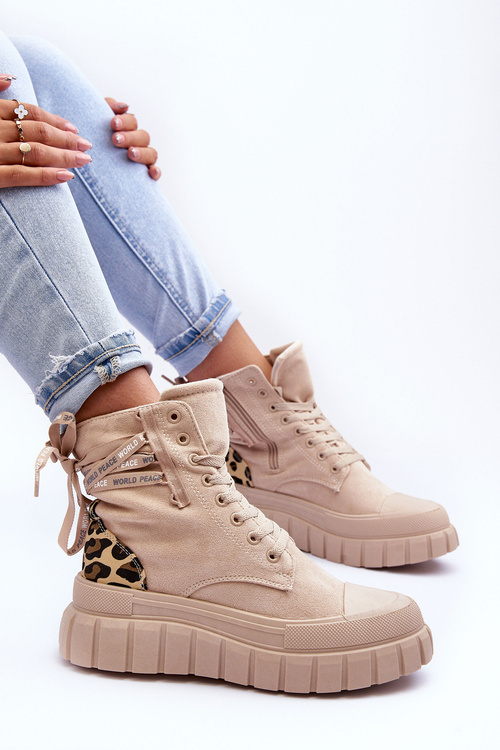 Жіночі замшеві чоботи на платформі Рафтера світло-бежевого кольору