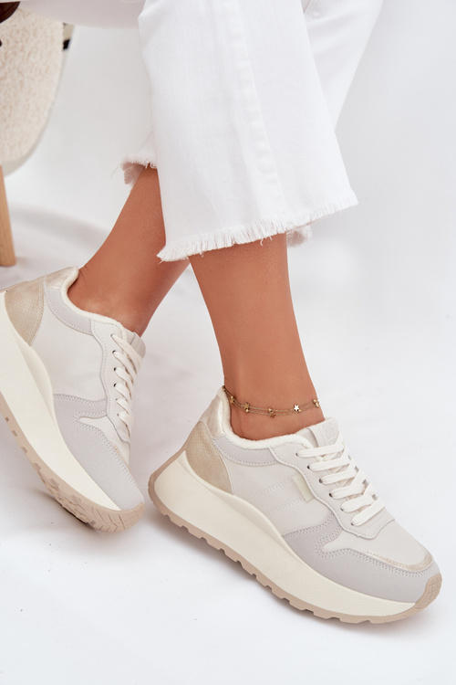 Утеплені жіночі кросівки на платформі Big Star SS274008 HI-POLY SYSTEM світло-бежеві