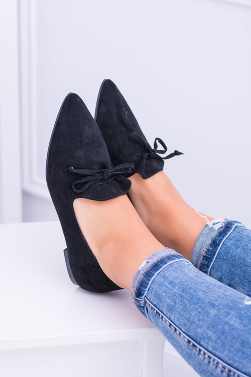 Lu Boo Black Ballerina Pointed Lords Lace-ups Feliciano Suede