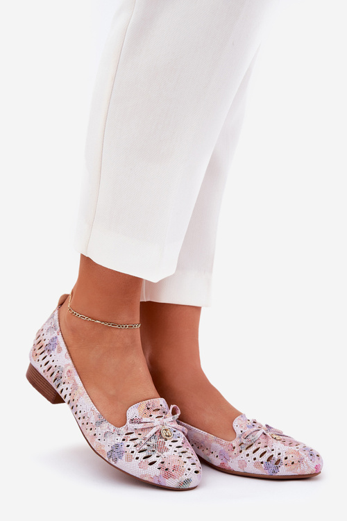 Перфоровані Балерини З Бантом У Квітках Еко Замшеві Багатоколірні Amepitrea