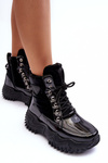Чоботи жіночі на масивній платформі Lanleh чорного кольору 