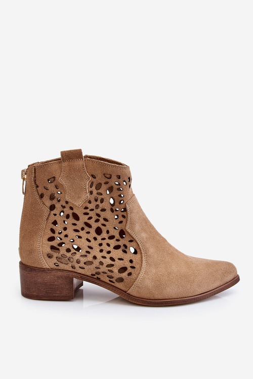 Чоботи жіночі ажурні Lewski Shoes 2909 Темно-бежеві