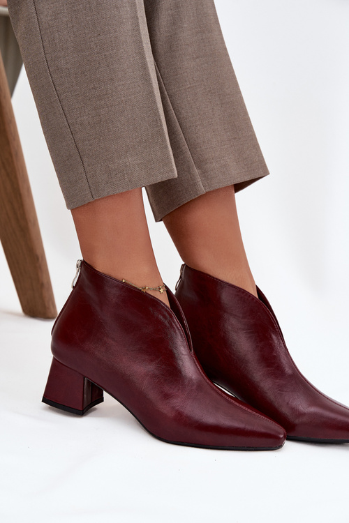 Еко Шкіряні жіночі чоботи на підборах Бордо Rylina