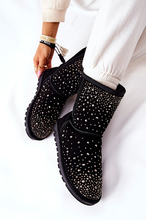 Зігріваючі снігові черевики зі стразами Чорні Mariella