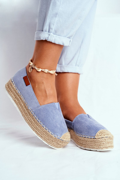 Жіночі еспадрільї на платформі лляні блакитні La Playa